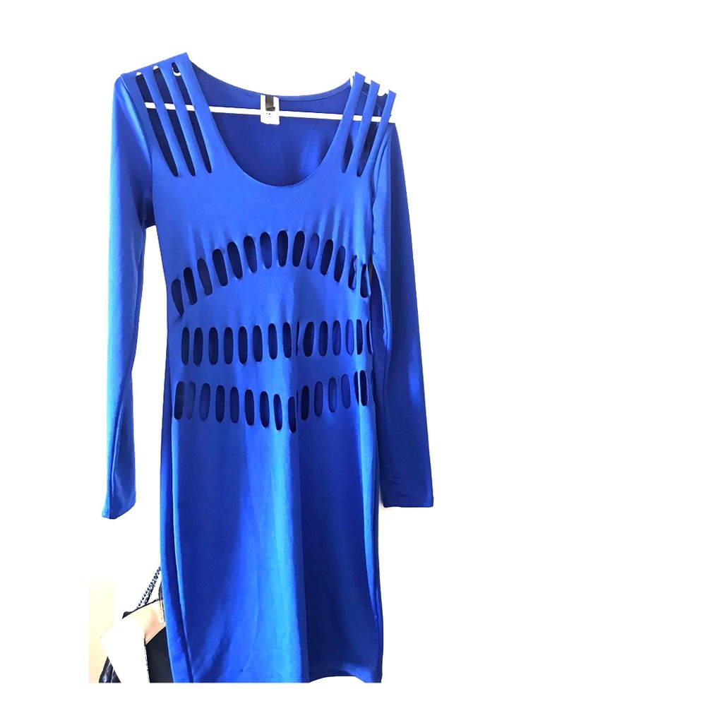 Blue silk dress